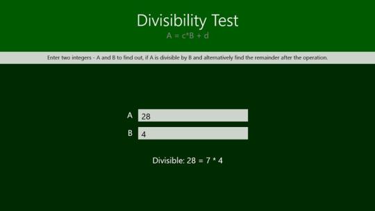 Divisibility Test for Windows 8