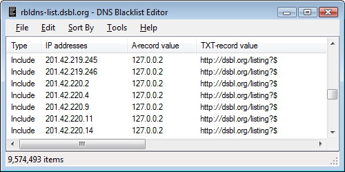 DNS Blacklist Editor