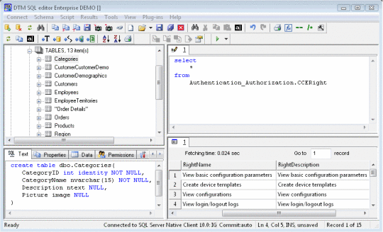 DTM SQL editor Enterprise