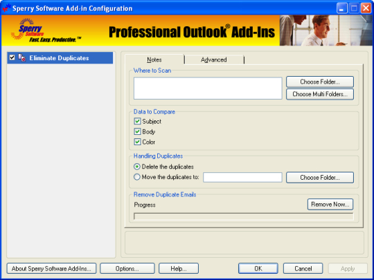 Duplicate Notes Eliminator for Outlook 2003/Outlook 2002/Outlook 2000