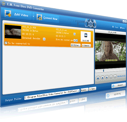 E.M. Free Video Converter to DivX DVD