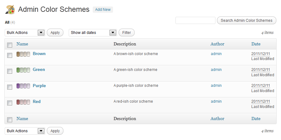 Easy Admin Color Schemes