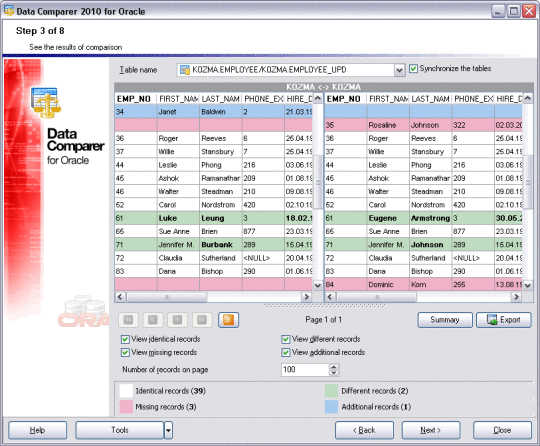 EMS Data Comparer for Oracle
