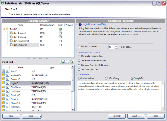 EMS Data Generator for SQL Server