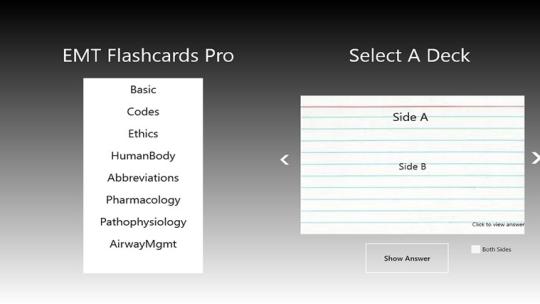 EMT Flashcards Pro for Windows 8