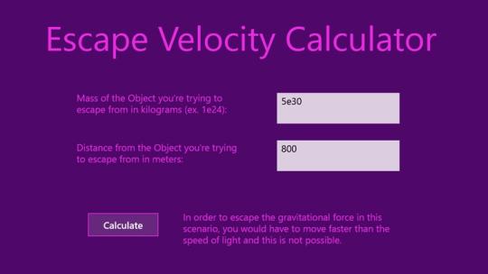 Escape Velocity Calculator for Windows 8