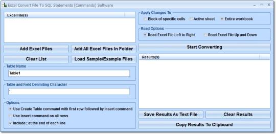 Excel Convert File To SQL Statements (Commands) Software