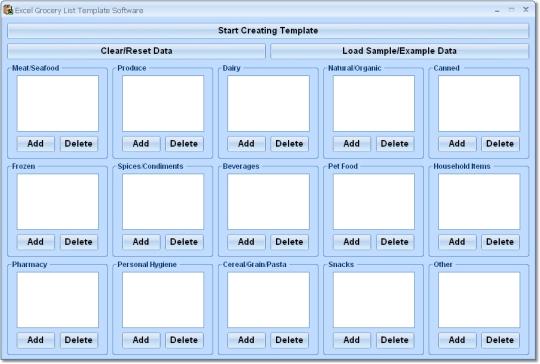 Excel Grocery List Template Software