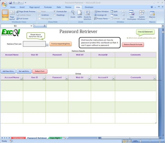 Excel Spreadsheet Password Retriever