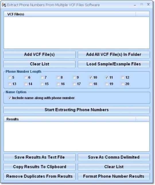 Extract Phone Numbers From Multiple VCF Files Software