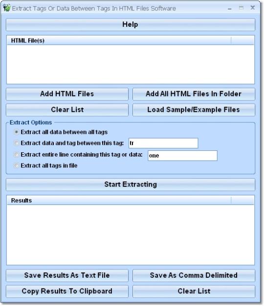 Extract Tags Or Data Between Tags In HTML Files Software