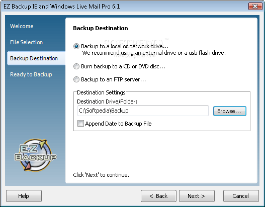 EZ Backup IE and Windows Live Mail Pro