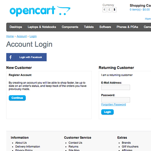 FacebookLogin for OpenCart