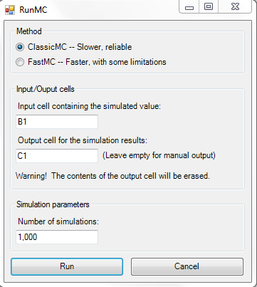 FastMC Excel AddIn