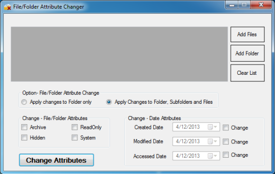 File and Folder Attribute Changer