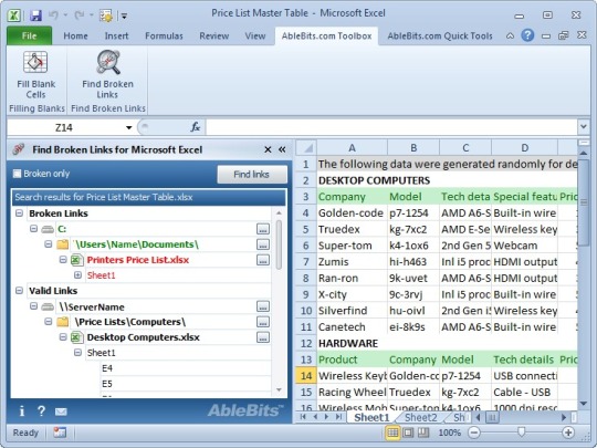 Find Broken Links for Microsoft Excel