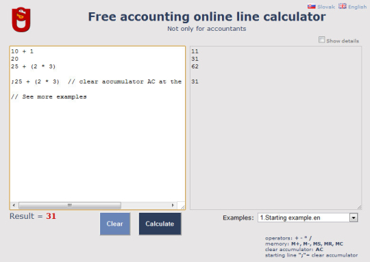 Free accounting online line calculator