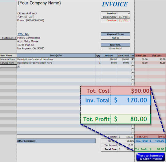 Free Excel Invoice Template & Profit Calculator