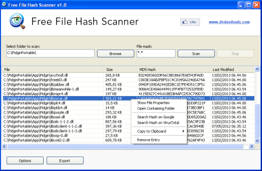 Free File Hash Scanner
