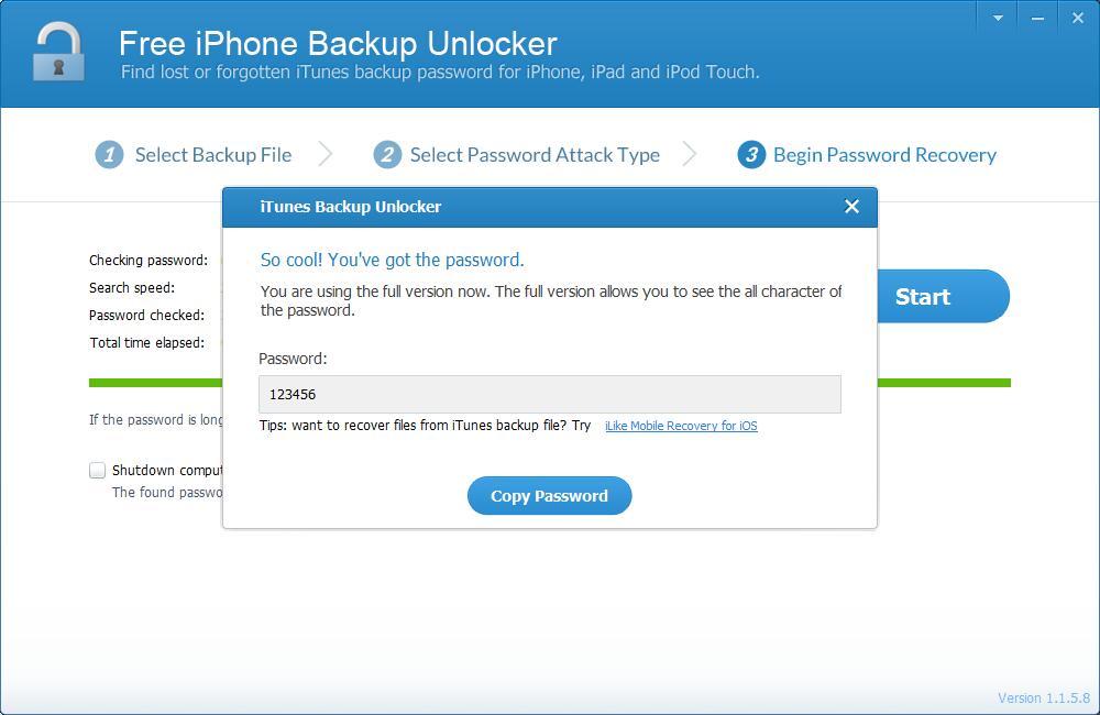 Free iPhone Backup Unlocker