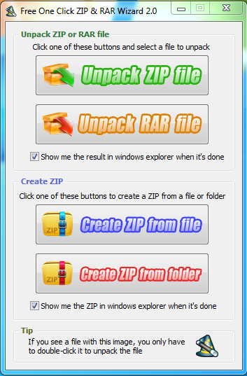 Free One Click ZIP and RAR Wizard (64-bit)
