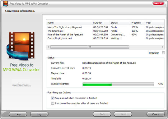 Free Video to Mp3 Wma Converter