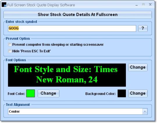 Full Screen Stock Quote Display Software