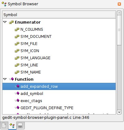Gedit Symbol Browser Plugin