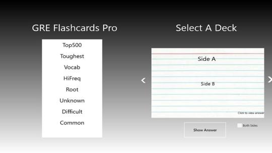 GRE Flashcards Pro for Windows 8