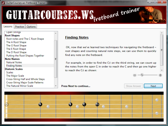 GuitarCourses.ws Fretboard Trainer
