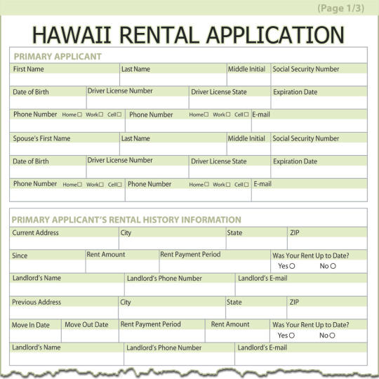 Hawaii Rental Application