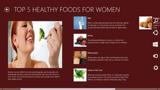 Healthy foods for women for Windows 8