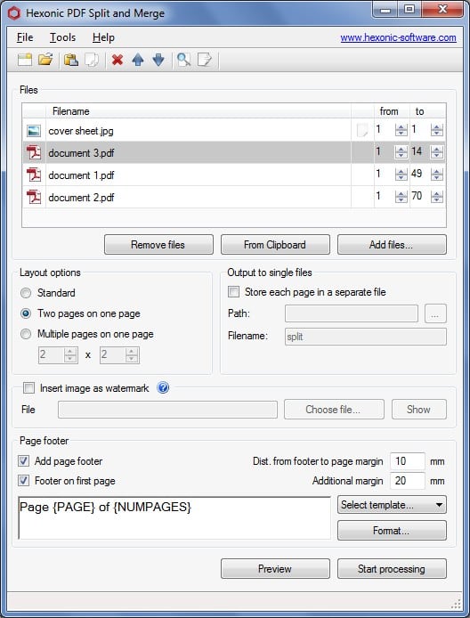 Hexonic PDF Split and Merge