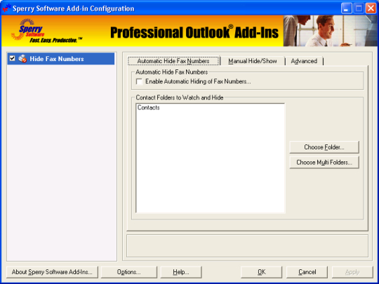 Hide Fax Numbers for Microsoft Outlook (64-bit)