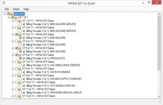HIPAA 837 to Excel