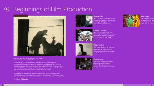 History of Film for Windows 8