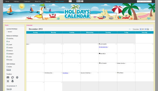 Holidays Calendar