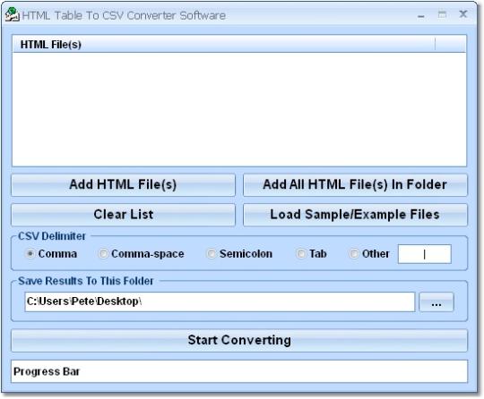 HTML Table To CSV Converter Software