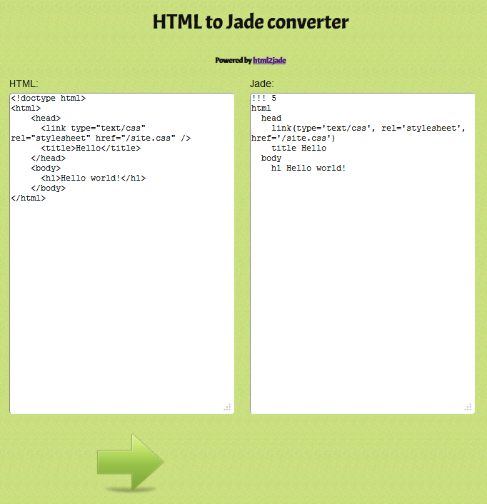 HTML to Jade converter