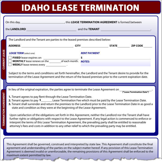 Idaho Lease Termination