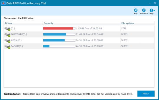 iData RAW Partition Recovery