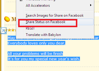 IE Share My Status on Facebook