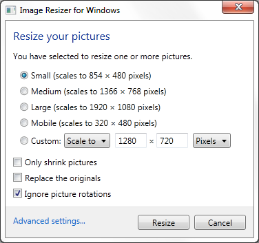 Image Resizer for Windows