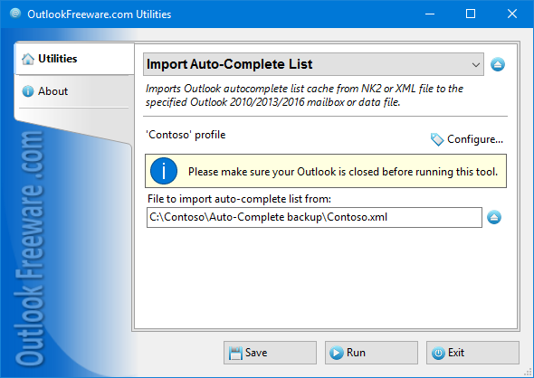 Import Auto-Complete List for Outlook