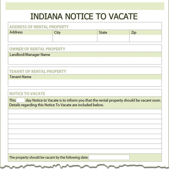 Indiana Notice To Vacate