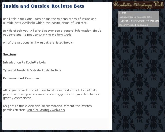 Inside and Outside Roulette Bets