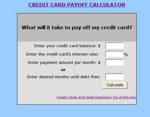 Instant Credit Cards Payoff Calculator