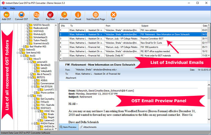 Instant Data Care OST to PST Converter