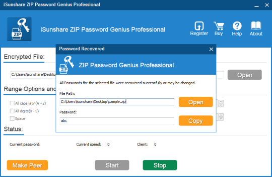 iSunshare ZIP Password Genius Professional