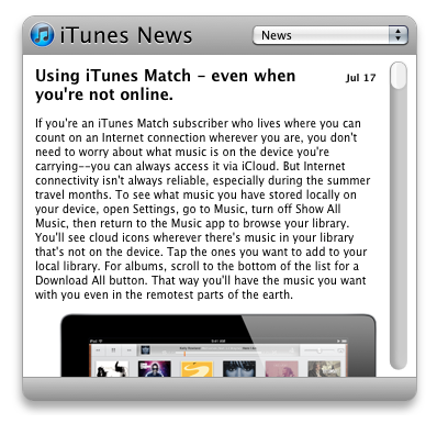 iTunes News Widget
